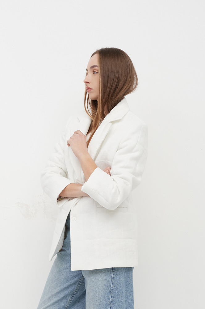 Жакет стьобаний льон айворі (ЖА 16/1)